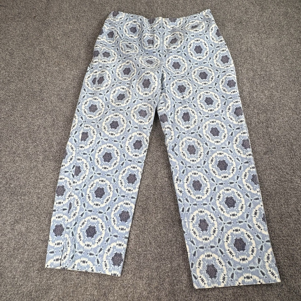 Vintage 90s Cropped Pants Talbots 12 Blue Ikat Y2K Boho Coastal Artsy Cottage